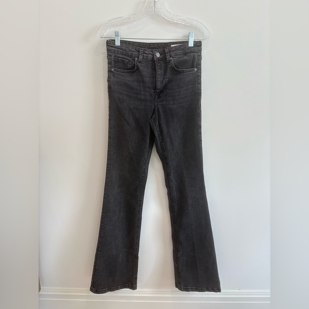 Dark Gray  Flared Jeans. 32.5” inseam